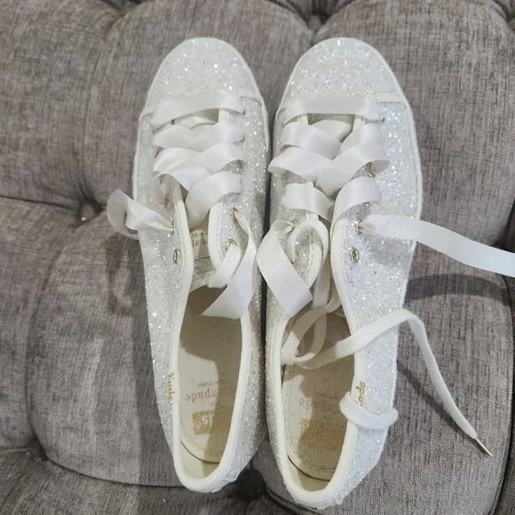 Kate Spade x Keds truly all over glitter sneakers Ivory/Cream Size 9 - Picture 1 of 13